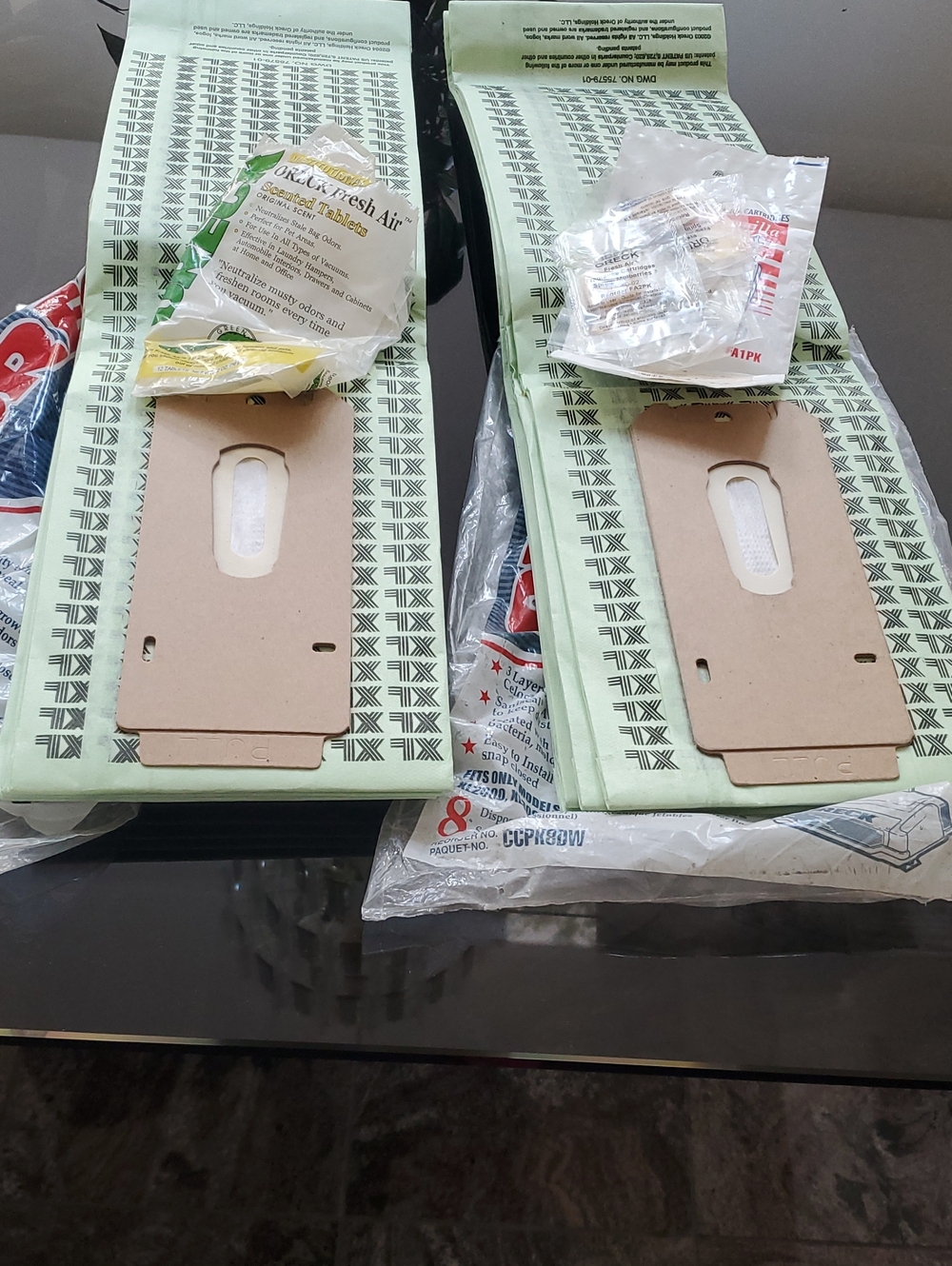 10 New Oreck Type CC Vac Cleaner Bags/Green Cardboard Collar (Pair)